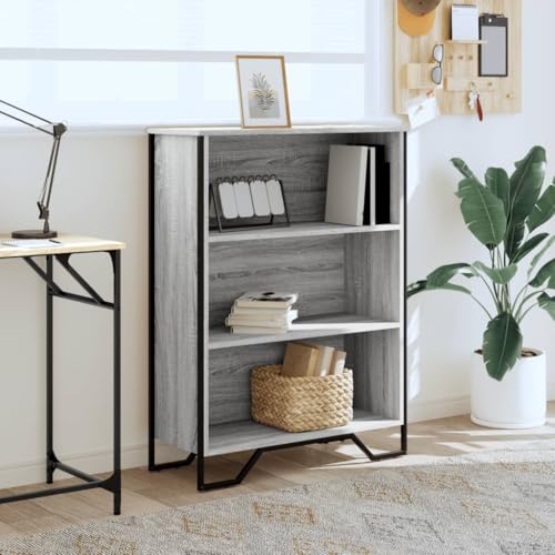 HEFZGDB Bücherregal Grau Sonoma 80x31x106 cm Holzwerkstoff Allzweckschrank Cd Regal Aktenschrank Vitrine für Schlafzimmer Wohnbereich Arbeitszimmer Büro von HEFZGDB