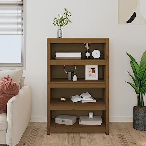 HEFZGDB Bücherregal Honigbraun 80x35x126 cm Massivholz Kiefer Allzweckschrank Cd Regal Aktenschrank Vitrine für Wohnbereich Bibliothek Arbeitszimmer Büro von HEFZGDB