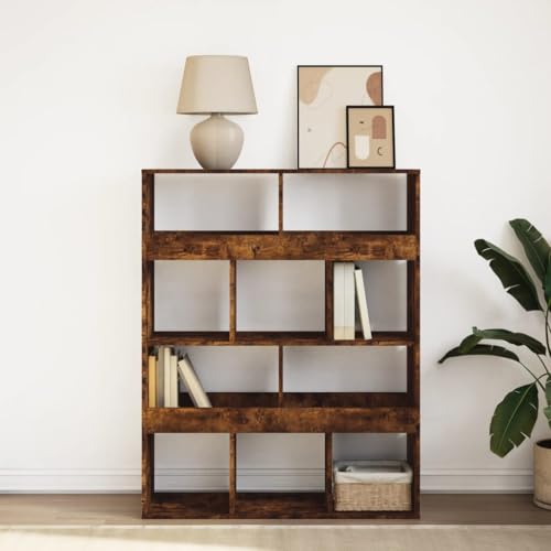 HEFZGDB Bücherregal Räuchereiche 100x33x125,5 cm Holzwerkstoff Regal Wohnzimmer Stehend Bücherregal Klein Cd Regal Mehrzweckschrank für Büro Wohnbereich Schlafzimmer Arbeitszimmer von HEFZGDB