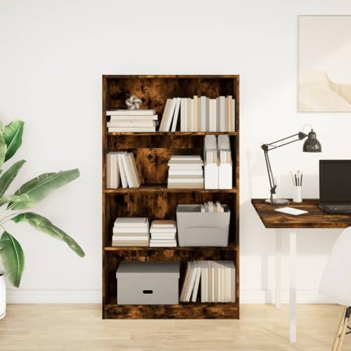 HEFZGDB Bücherregal Räuchereiche 80x24x143 cm Holzwerkstoff Allzweckschrank Bücherregal Klein Regale Vitrine für Büro Wohnbereich Arbeitszimmer Schlafzimmer von HEFZGDB