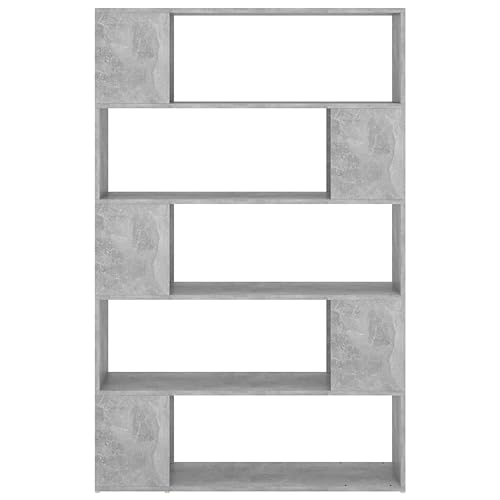 HEFZGDB Bücherregal Raumteiler Betongrau 100x24x155 cm Holzwerkstoff Küchenregal Cd Regal Mehrzweckschrank Vitrine für Wohnbereich Büro Arbeitszimmer Bibliothek von HEFZGDB
