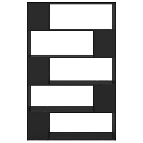 HEFZGDB Bücherregal Raumteiler Schwarz 100x24x155 cm Holzwerkstoff Küchenregal Cd Regal Mehrzweckschrank Vitrine für Wohnbereich Büro Arbeitszimmer Bibliothek von HEFZGDB
