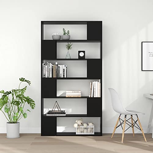 HEFZGDB Bücherregal Raumteiler Schwarz 100x24x188 cm Allzweckschrank Cd Regal Aktenschrank Küchenregal für Büro Bibliothek Schlafzimmer Wohnbereich von HEFZGDB