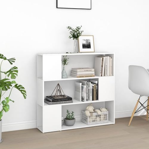 HEFZGDB Bücherregal Raumteiler Weiß 100x24x94 cm Regal Schlafzimmer Cd Regal Aktenschrank Mehrzweckschrank für Bibliothek Wohnbereich Arbeitszimmer Büro von HEFZGDB