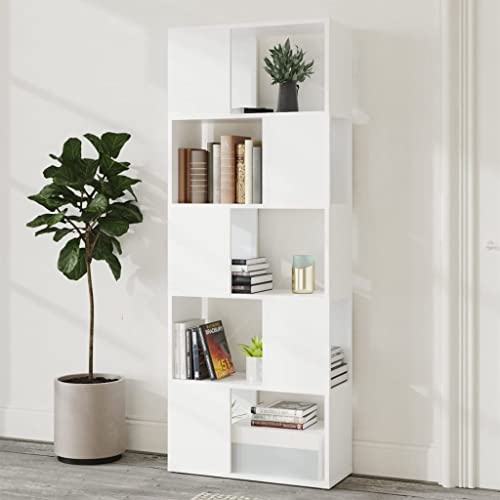 HEFZGDB Bücherregal Raumteiler Weiß 60x24x155 Holzwerkstoff Regal Küche Cd Regal Regale Mehrzweckschrank für Büro Schlafzimmer Bibliothek Wohnbereich von HEFZGDB