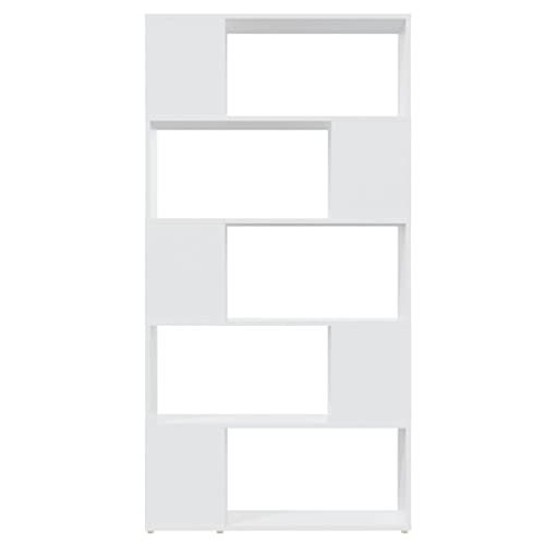 HEFZGDB Bücherregal Raumteiler Weiß 80x24x155 cm Holzwerkstoff Regal Wohnzimmer Stehend Bücherregal Klein Cd Regal Mehrzweckschrank für Büro Bibliothek Arbeitszimmer Wohnbereich von HEFZGDB