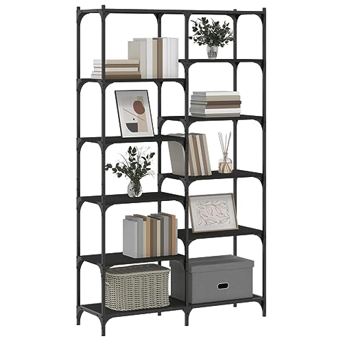HEFZGDB Bücherregal Schwarz 100x32x170 cm Holzwerkstoff und Eisen Allzweckschrank Cd Regal Regale Vitrine für Schlafzimmer Arbeitszimmer Bibliothek Büro von HEFZGDB