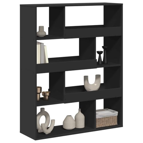 HEFZGDB Bücherregal Schwarz 100x33x125,5 cm Holzwerkstoff Küchenregal Cd Regal Regale Vitrine für Bibliothek Wohnbereich Arbeitszimmer Schlafzimmer von HEFZGDB