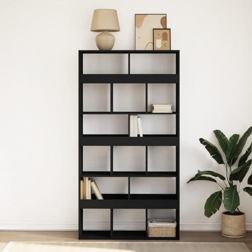 HEFZGDB Bücherregal Schwarz 100x33x187,5 cm Holzwerkstoff Regal Wohnzimmer Stehend Bücherregal Klein Cd Regal Mehrzweckschrank für Büro Wohnbereich Schlafzimmer Arbeitszimmer HEFZGDB Bücherregal Schwarz 100x33x187,5 cm Holzwerkstoff Regal Wohnzimmer Stehend Bücherregal Klein Cd Regal Mehrzweckschrank für Büro Wohnbereich Schlafzimmer Arbeitszimmer von HEFZGDB