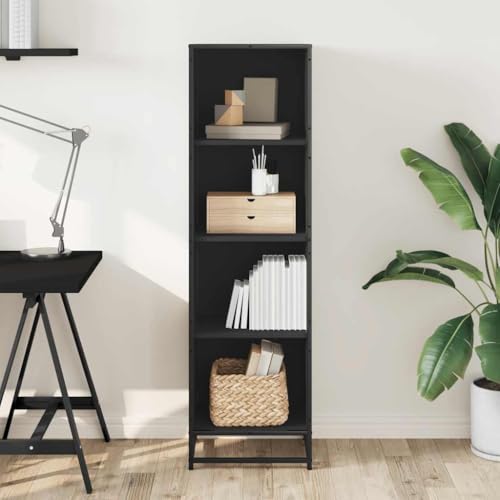 HEFZGDB Bücherregal Schwarz 40x35x139 cm Holzwerkstoff Küchenregal Cd Regal Mehrzweckschrank Küchenschrank für Bibliothek Schlafzimmer Büro Wohnbereich von HEFZGDB