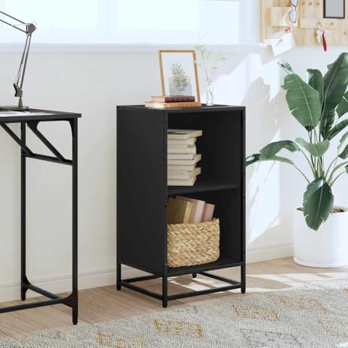 HEFZGDB Bücherregal Schwarz 40x35x76 cm Holzwerkstoff Küchenregal Cd Regal Mehrzweckschrank Küchenschrank für Bibliothek Schlafzimmer Büro Wohnbereich von HEFZGDB