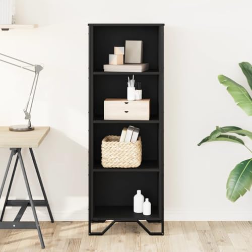 HEFZGDB Bücherregal Schwarz 50x31x137,5 cm Holzwerkstoff Allzweckschrank Cd Regal Aktenschrank Vitrine für Schlafzimmer Wohnbereich Arbeitszimmer Büro von HEFZGDB