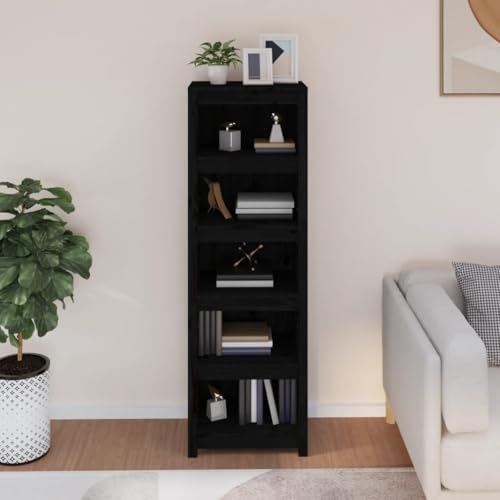 HEFZGDB Bücherregal Schwarz 50x35x154 cm Massivholz Kiefer Allzweckschrank Cd Regal Aktenschrank Vitrine für Wohnbereich Bibliothek Arbeitszimmer Büro HEFZGDB Bücherregal Schwarz 50x35x154 cm Massivholz Kiefer Allzweckschrank Cd Regal Aktenschrank Vitrine für Wohnbereich Bibliothek Arbeitszimmer Büro von HEFZGDB