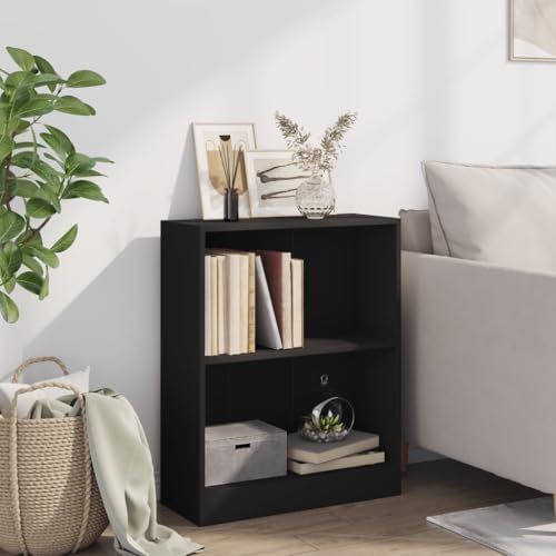 HEFZGDB Bücherregal Schwarz 60x24x76 cm Holzwerkstoff Allzweckschrank Bücherregal Klein Regale Vitrine für Büro Wohnbereich Arbeitszimmer Schlafzimmer von HEFZGDB
