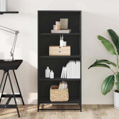 HEFZGDB Bücherregal Schwarz 60x35x139 cm Holzwerkstoff Küchenregal Cd Regal Mehrzweckschrank Küchenschrank für Bibliothek Schlafzimmer Büro Wohnbereich von HEFZGDB