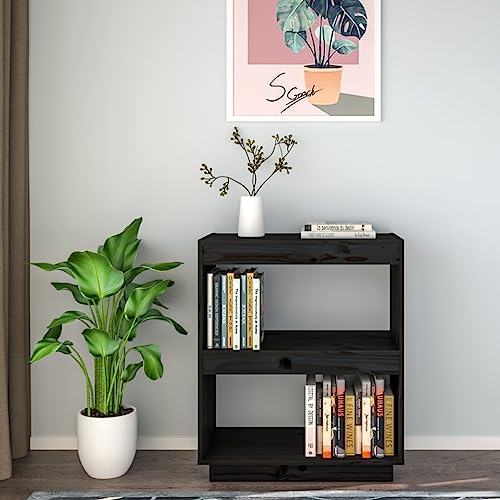 HEFZGDB Bücherregal Schwarz 60x35x71 cm Massivholz Kiefer Regal Küche Cd Regal Aktenschrank Apothekerschrank Küche für Büro Wohnbereich Bibliothek Arbeitszimmer von HEFZGDB