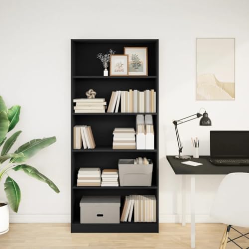 HEFZGDB Bücherregal Schwarz 80x24x176 cm Holzwerkstoff Allzweckschrank Bücherregal Klein Regale Vitrine für Büro Wohnbereich Arbeitszimmer Schlafzimmer HEFZGDB Bücherregal Schwarz 80x24x176 cm Holzwerkstoff Allzweckschrank Bücherregal Klein Regale Vitrine für Büro Wohnbereich Arbeitszimmer Schlafzimmer von HEFZGDB