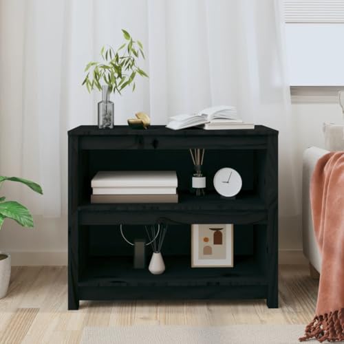 HEFZGDB Bücherregal Schwarz 80x35x68 cm Massivholz Kiefer Allzweckschrank Cd Regal Aktenschrank Vitrine für Wohnbereich Bibliothek Arbeitszimmer Büro HEFZGDB Bücherregal Schwarz 80x35x68 cm Massivholz Kiefer Allzweckschrank Cd Regal Aktenschrank Vitrine für Wohnbereich Bibliothek Arbeitszimmer Büro von HEFZGDB