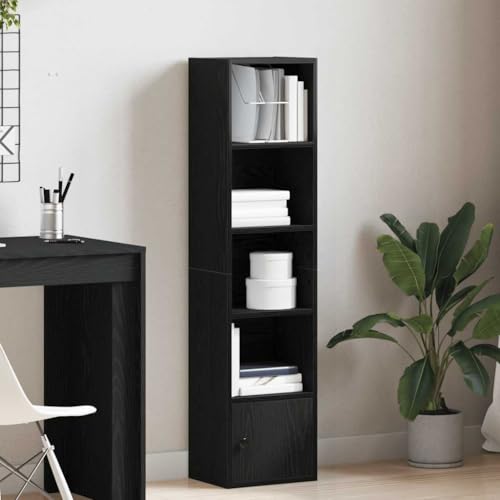 HEFZGDB Bücherregal Schwarz Eichen-Optik 31x24x127 cm Holzwerkstoff Regal Schlafzimmer Cd Regal Aktenschrank Regale für Schlafzimmer Bibliothek Büro Wohnbereich von HEFZGDB
