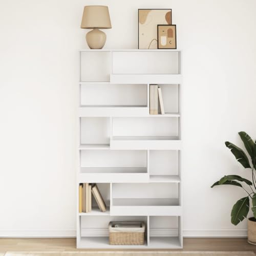 HEFZGDB Bücherregal Weiß 100x33x187,5 cm Holzwerkstoff Küchenregal Cd Regal Regale Vitrine für Bibliothek Wohnbereich Arbeitszimmer Schlafzimmer von HEFZGDB