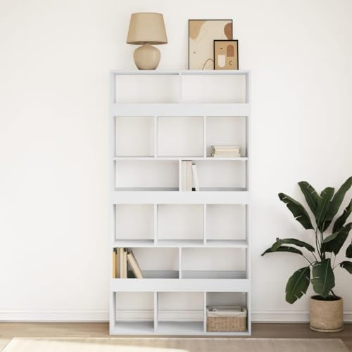 HEFZGDB Bücherregal Weiß 100x33x187,5 cm Holzwerkstoff Regal Wohnzimmer Stehend Bücherregal Klein Cd Regal Mehrzweckschrank für Büro Wohnbereich Schlafzimmer Arbeitszimmer von HEFZGDB