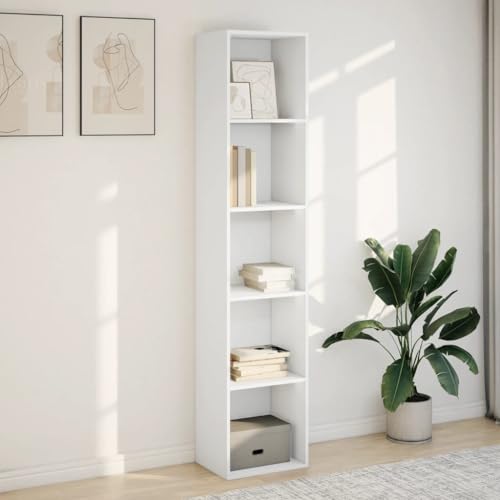HEFZGDB Bücherregal Weiß 40x30x189 cm Holzwerkstoff Vitrine Regale Mehrzweckschrank Apothekerschrank Küche für Wohnbereich Arbeitszimmer Bibliothek Büro von HEFZGDB