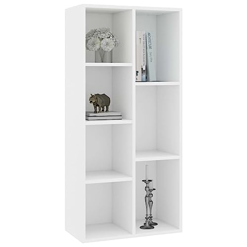 HEFZGDB Bücherregal Weiß 50×25×106 cm Holzwerkstoff Büroregal Bücherregal Klein Cd Regal Küchenschrank für Büro Arbeitszimmer Bibliothek Schlafzimmer HEFZGDB Bücherregal Weiß 50×25×106 cm Holzwerkstoff Büroregal Bücherregal Klein Cd Regal Küchenschrank für Büro Arbeitszimmer Bibliothek Schlafzimmer von HEFZGDB