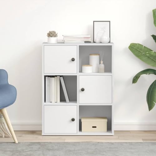 HEFZGDB Bücherregal Weiß 60x24x76,5 cm Holzwerkstoff Büroregal Bücherregal Klein Aktenschrank Apothekerschrank Küche für Büro Wohnbereich Arbeitszimmer Bibliothek von HEFZGDB