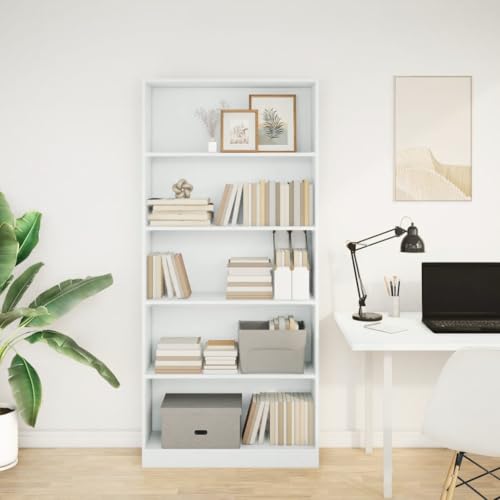 HEFZGDB Bücherregal Weiß 80x24x176 cm Holzwerkstoff Allzweckschrank Bücherregal Klein Regale Vitrine für Büro Wohnbereich Arbeitszimmer Schlafzimmer HEFZGDB Bücherregal Weiß 80x24x176 cm Holzwerkstoff Allzweckschrank Bücherregal Klein Regale Vitrine für Büro Wohnbereich Arbeitszimmer Schlafzimmer von HEFZGDB
