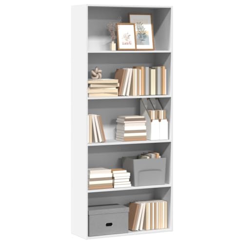 HEFZGDB Bücherregal Weiß 80x30x189 cm Holzwerkstoff Vitrine Regale Mehrzweckschrank Apothekerschrank Küche für Wohnbereich Arbeitszimmer Bibliothek Büro HEFZGDB Bücherregal Weiß 80x30x189 cm Holzwerkstoff Vitrine Regale Mehrzweckschrank Apothekerschrank Küche für Wohnbereich Arbeitszimmer Bibliothek Büro von HEFZGDB
