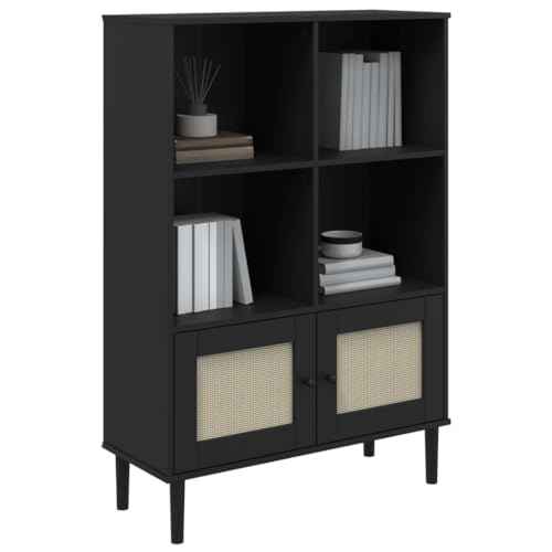 HEFZGDB Bücherschrank SENJA Rattan-Look Schwarz 90x35x130cm Kiefernholz Regal Küche Cd Regal Aktenschrank Apothekerschrank Küche für Bibliothek Schlafzimmer Wohnbereich Büro HEFZGDB Bücherschrank SENJA Rattan-Look Schwarz 90x35x130cm Kiefernholz Regal Küche Cd Regal Aktenschrank Apothekerschrank Küche für Bibliothek Schlafzimmer Wohnbereich Büro von HEFZGDB