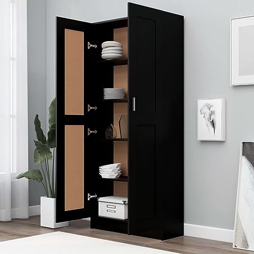 HEFZGDB Bücherschrank Schwarz 82,5x30,5x185,5 cm Holzwerkstoff Regal Küche Cd Regal Aktenschrank Apothekerschrank Küche für Büro Arbeitszimmer Wohnbereich Schlafzimmer HEFZGDB Bücherschrank Schwarz 82,5x30,5x185,5 cm Holzwerkstoff Regal Küche Cd Regal Aktenschrank Apothekerschrank Küche für Büro Arbeitszimmer Wohnbereich Schlafzimmer von HEFZGDB