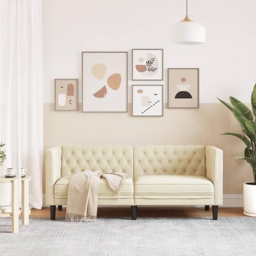 HEFZGDB Chesterfield-Sofa 2-Sitzer Creme Kunstleder Sessel Schlafzimmer Sessel Wohnzimmer Jugendsofa Kleine Couch Jugendzimmer für Schlafzimmer Wohnbereich Aufenthaltsraum Büro von HEFZGDB