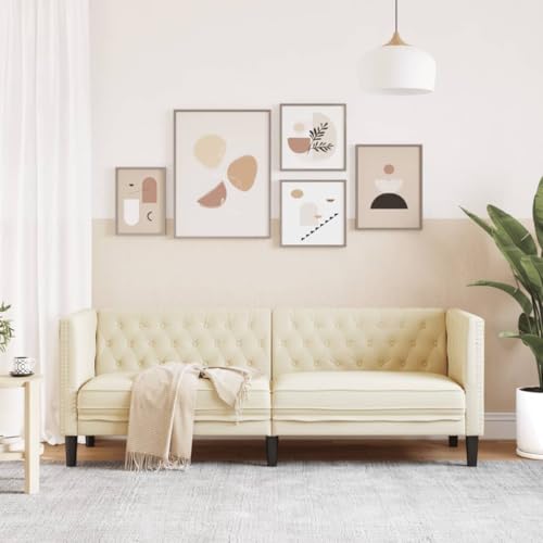 HEFZGDB Chesterfield-Sofa 3-Sitzer Creme Kunstleder Sessel Schlafzimmer Sessel Wohnzimmer Jugendsofa Kleine Couch Jugendzimmer für Schlafzimmer Wohnbereich Aufenthaltsraum Büro von HEFZGDB
