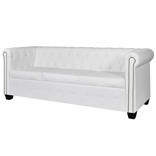 HEFZGDB Chesterfield-Sofas 2-Sitzer und 3-Sitzer Kunstleder Weiß Gartenlounge Couch Klein Sofa Wohnzimmer Kleine Couch Jugendzimmer für Aufenthaltsraum Empfangsraum Wohnbereich Schlafzimmer von HEFZGDB