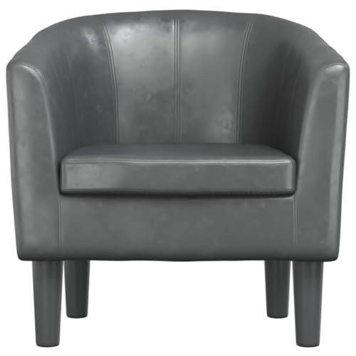 HEFZGDB Clubsessel Grau Kunstleder Wohnzimmerstühle Lesesessel Bequem Loungesessel Wohnzimmer Kleiner Sessel für Arbeitszimmer Sitzungszimmer Wohnbereich Balkon von HEFZGDB