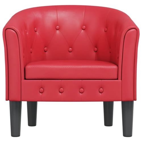 HEFZGDB Clubsessel Rot Kunstleder Reading Chair Esszimmerstühle Hocker Schminktisch Küchenstühle für Arbeitszimmer Schlafzimmer Sitzungszimmer Wohnbereich von HEFZGDB