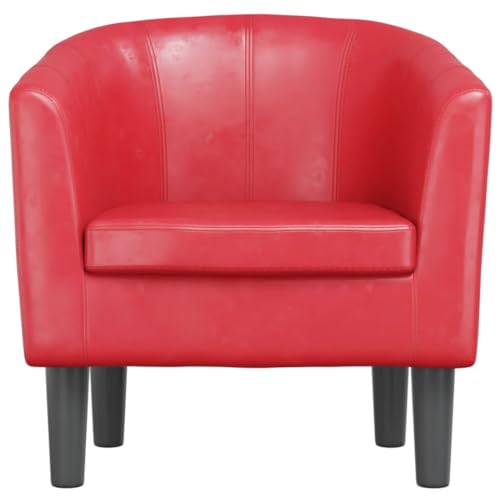 HEFZGDB Clubsessel Rot Kunstleder Wohnzimmerstühle Lesesessel Bequem Loungesessel Wohnzimmer Kleiner Sessel für Arbeitszimmer Sitzungszimmer Wohnbereich Balkon von HEFZGDB