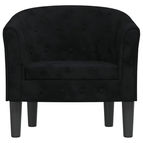 HEFZGDB Clubsessel Schwarz Samt Big Sessel Schminkstuhl Loungesessel Wohnzimmer Küchenstühle für Schlafzimmer Balkon Arbeitszimmer Sitzungszimmer von HEFZGDB