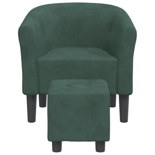 HEFZGDB Clubsessel mit Fußhocker Dunkelgrün Samt Sessel Schlafzimmer Loungesessel Wohnzimmer Schminktisch Stuhl Küchenstühle für Schlafzimmer Wohnbereich Arbeitszimmer Balkon von HEFZGDB