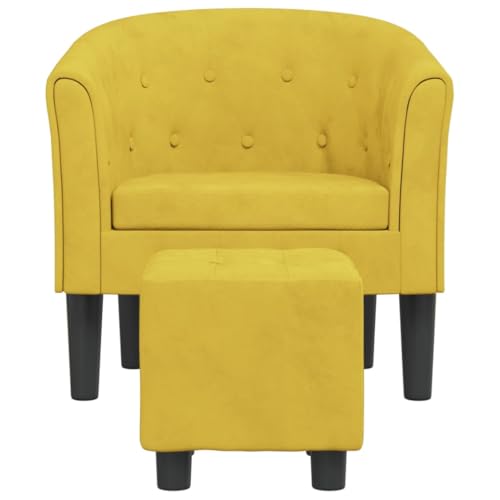 HEFZGDB Clubsessel mit Fußhocker Gelb Samt Big Sessel Schminkstuhl Loungesessel Wohnzimmer Küchenstühle für Schlafzimmer Balkon Arbeitszimmer Sitzungszimmer von HEFZGDB