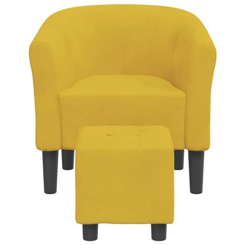 HEFZGDB Clubsessel mit Fußhocker Gelb Samt Sessel Schlafzimmer Loungesessel Wohnzimmer Schminktisch Stuhl Küchenstühle für Schlafzimmer Wohnbereich Arbeitszimmer Balkon von HEFZGDB