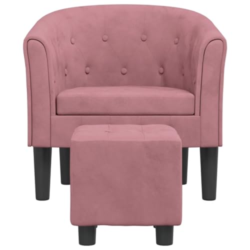 HEFZGDB Clubsessel mit Fußhocker Rosa Samt Big Sessel Schminkstuhl Loungesessel Wohnzimmer Küchenstühle für Schlafzimmer Balkon Arbeitszimmer Sitzungszimmer von HEFZGDB