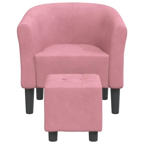 HEFZGDB Clubsessel mit Fußhocker Rosa Samt Sessel Schlafzimmer Loungesessel Wohnzimmer Schminktisch Stuhl Küchenstühle für Schlafzimmer Wohnbereich Arbeitszimmer Balkon von HEFZGDB