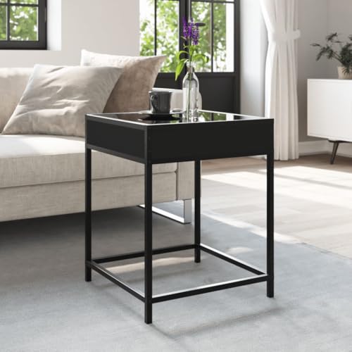 HEFZGDB Couchtisch mit Infinity-LED Schwarz 40x40x51 cm Couchtisch Vintage Wohnzimmertisch Klein Fernsehtisch Kleiner Couchtisch für Café Wohnzimmer Innenhof Garten von HEFZGDB