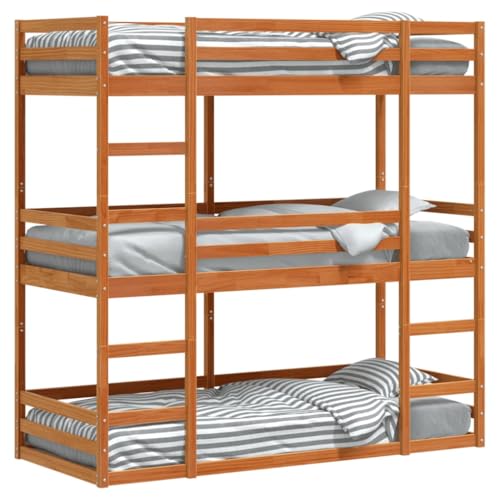 HEFZGDB Dreifach-Etagenbett Wachsbraun 75x190 cm Massivholz Kiefer Jugendbett Gästebett Familienbett Einzelbett für Wohnbereich Schlafzimmer Gästezimmer Herberge HEFZGDB Dreifach-Etagenbett Wachsbraun 75x190 cm Massivholz Kiefer Jugendbett Gästebett Familienbett Einzelbett für Wohnbereich Schlafzimmer Gästezimmer Herberge von HEFZGDB