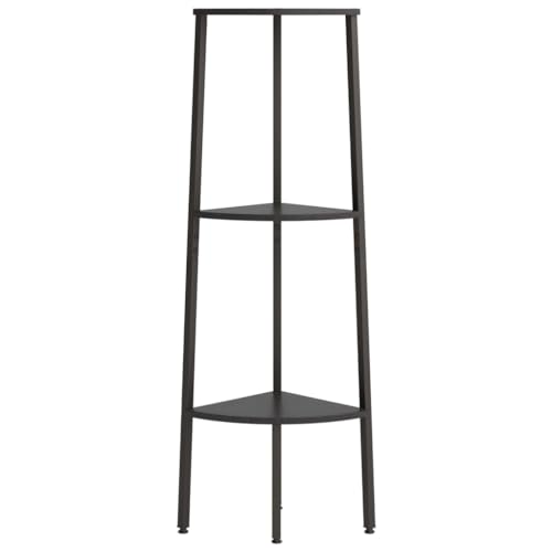 HEFZGDB Eckregal mit 3 Böden Schwarz 45,5x31,5x120 cm Regal Küche Bücherregal Klein Cd Regal Vitrine für Schlafzimmer Arbeitszimmer Bibliothek Wohnbereich von HEFZGDB