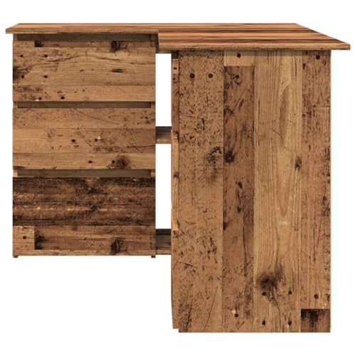 HEFZGDB Eckschreibtisch Altholz-Optik 145x100x76 cm Holzwerkstoff Pc Schreibtisch Gaming Schreibtisch Küchentisch Schreibtisch Groß für Wohnbereich Schlafzimmer Arbeitszimmer Küche von HEFZGDB