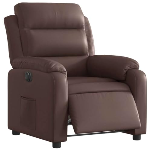 HEFZGDB Elektrischer Relaxsessel Braun Kunstleder Couchsessel Loungesessel Wohnzimmer Esszimmerstühle Seselstuhl Wohnzimmer für Schlafzimmer Arbeitszimmer Sitzungszimmer Balkon von HEFZGDB