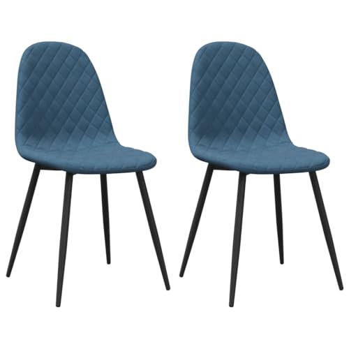 HEFZGDB Esszimmerstühle 2 STK. Blau Samt Küchenstuhl Wohnzimmer Stühle Essstuhl Dining Chairs für Speisesaal Wohnstube Küche Balkon von HEFZGDB